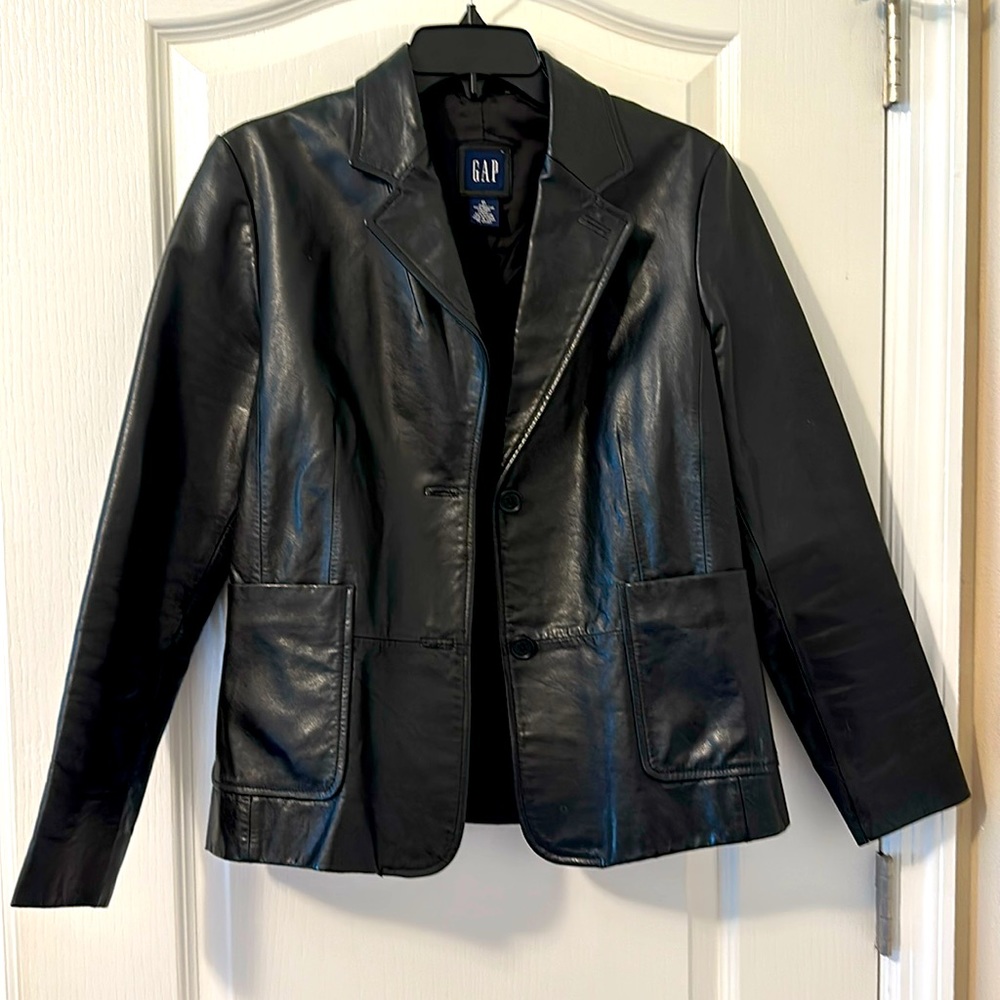 GAP Black Leather Blazer
